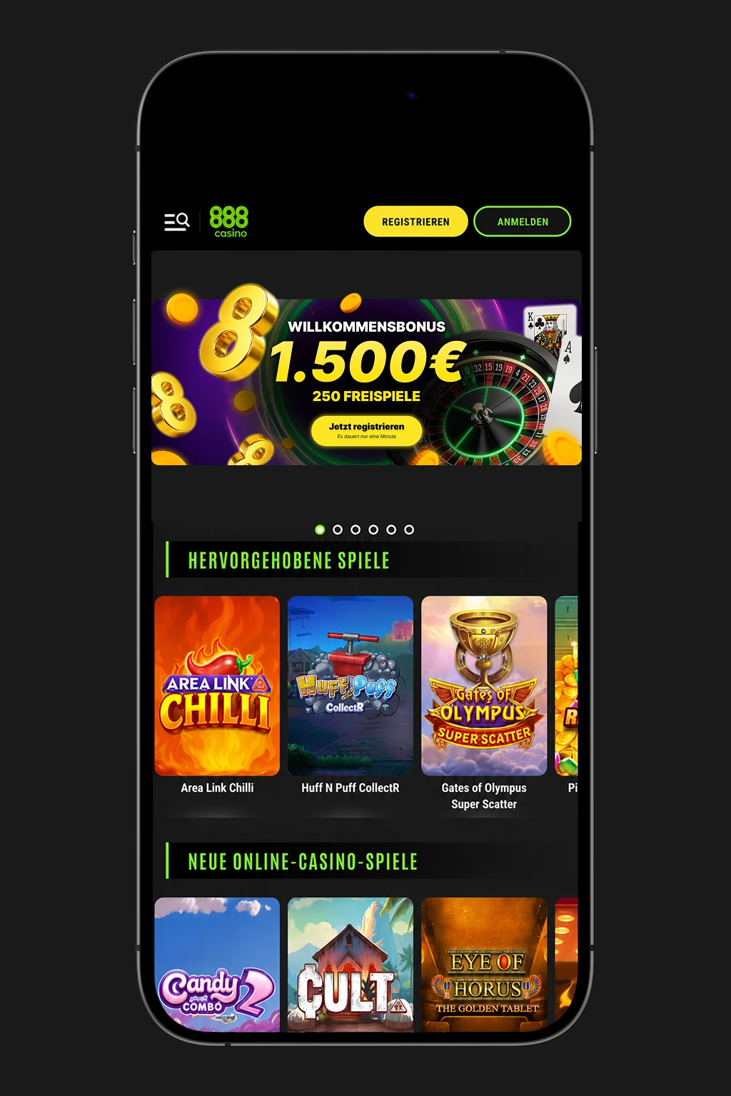888 Casino Mobile Casino App auf dem Smartphone