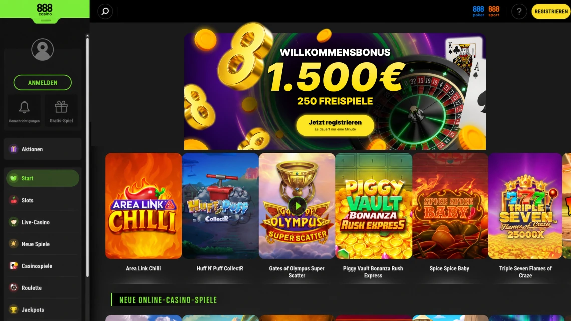888 Casino Online-Casino Spiele-Lobby